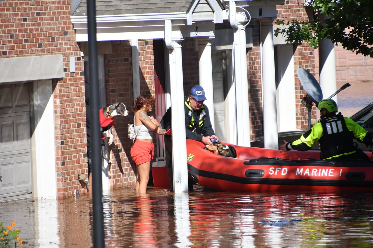 Emergency flood rescue and storm cleanup teams