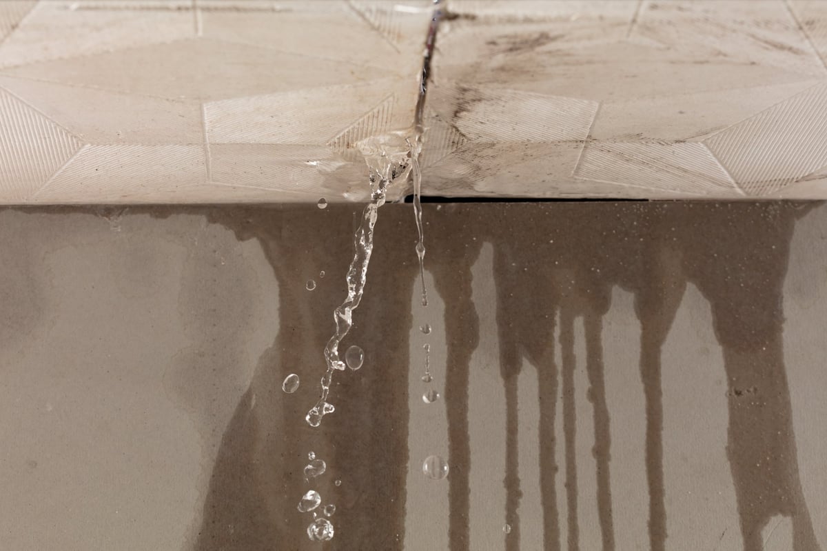 Water damage from leaking ceiling